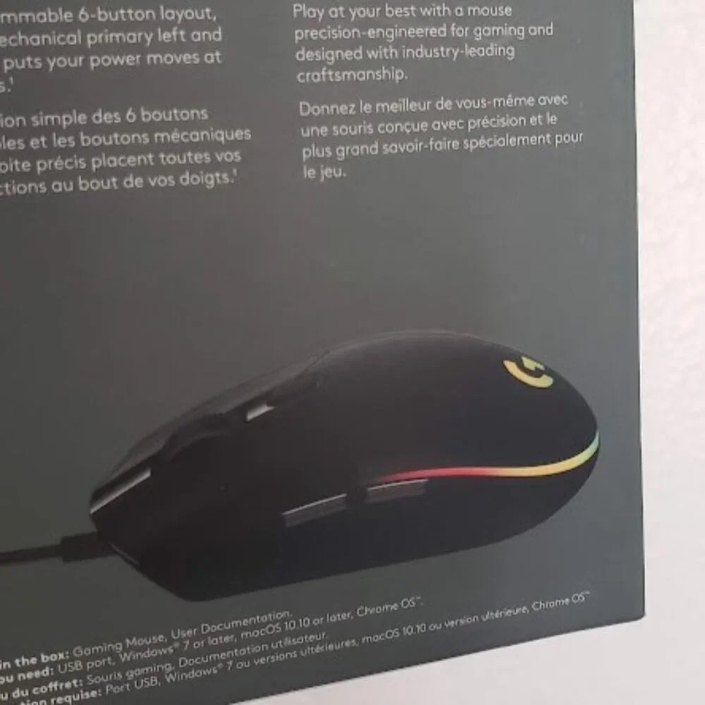 NEW Logitech LIGHTSYNC Wired Optical Gaming Mouse Christmas Gift Stocking
